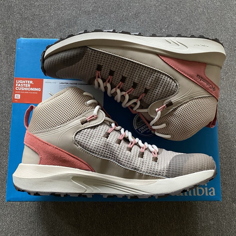 Columbia Womens Trailstorm Mid Waterproof Beige Pink Shoes Boots Size 11